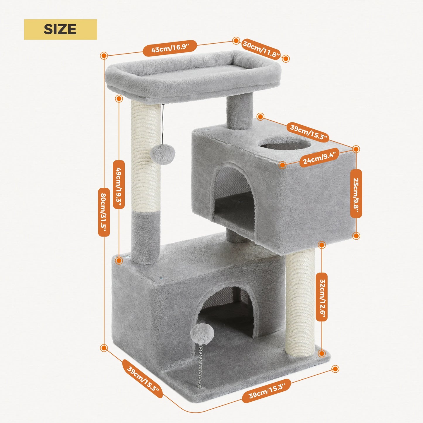 PAWZ Road Multi Level Cat Tree With Spacious Condos
