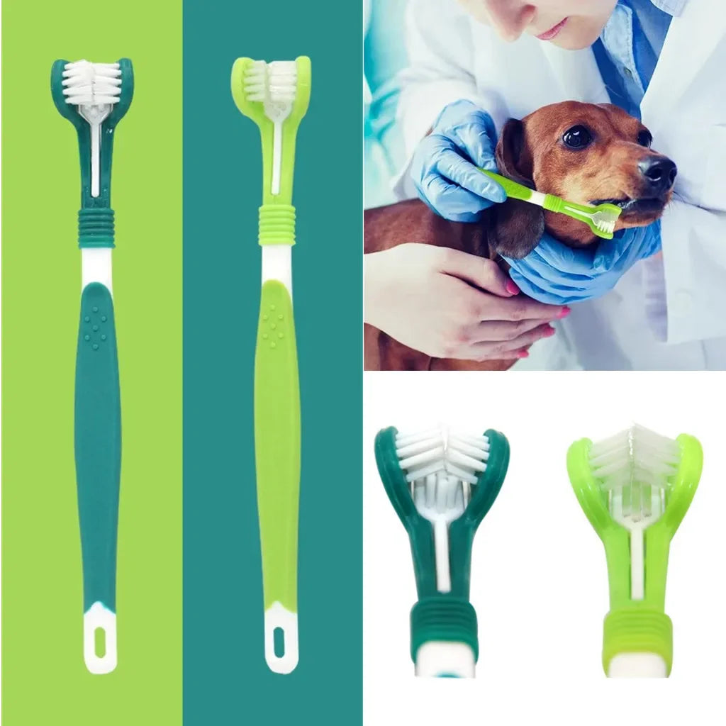 Hign-concerned ThreeSided Pet Toothbrush For Dogs And Cats ComprehensiveHygienePro