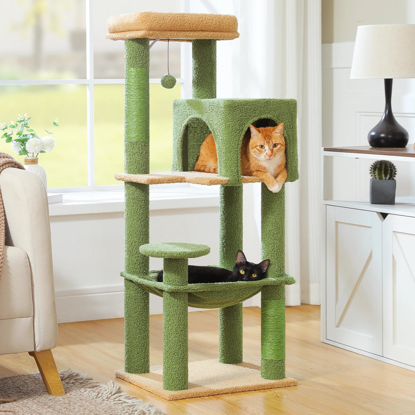 PEQULTICN Five Level Cat Tree With Top Perch And Hammock