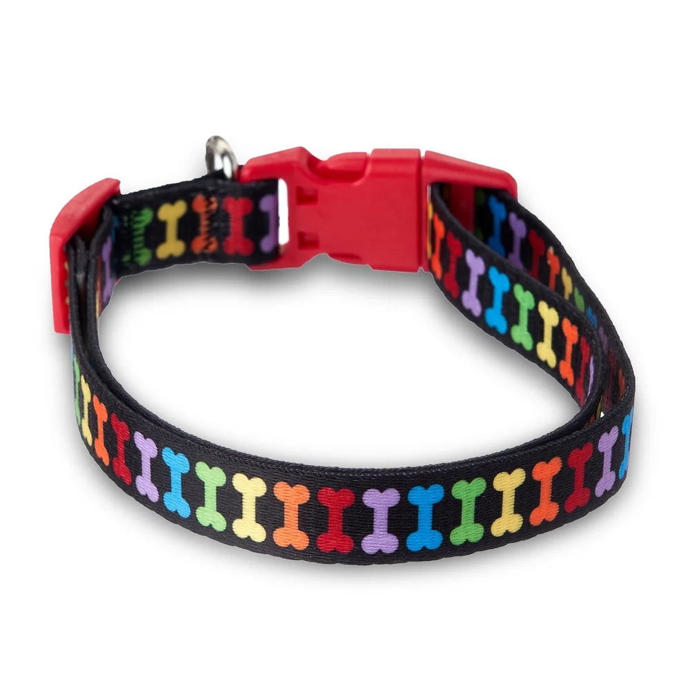 DUTRIEUX Multicolor Bone Print Dog Collar Durable Design