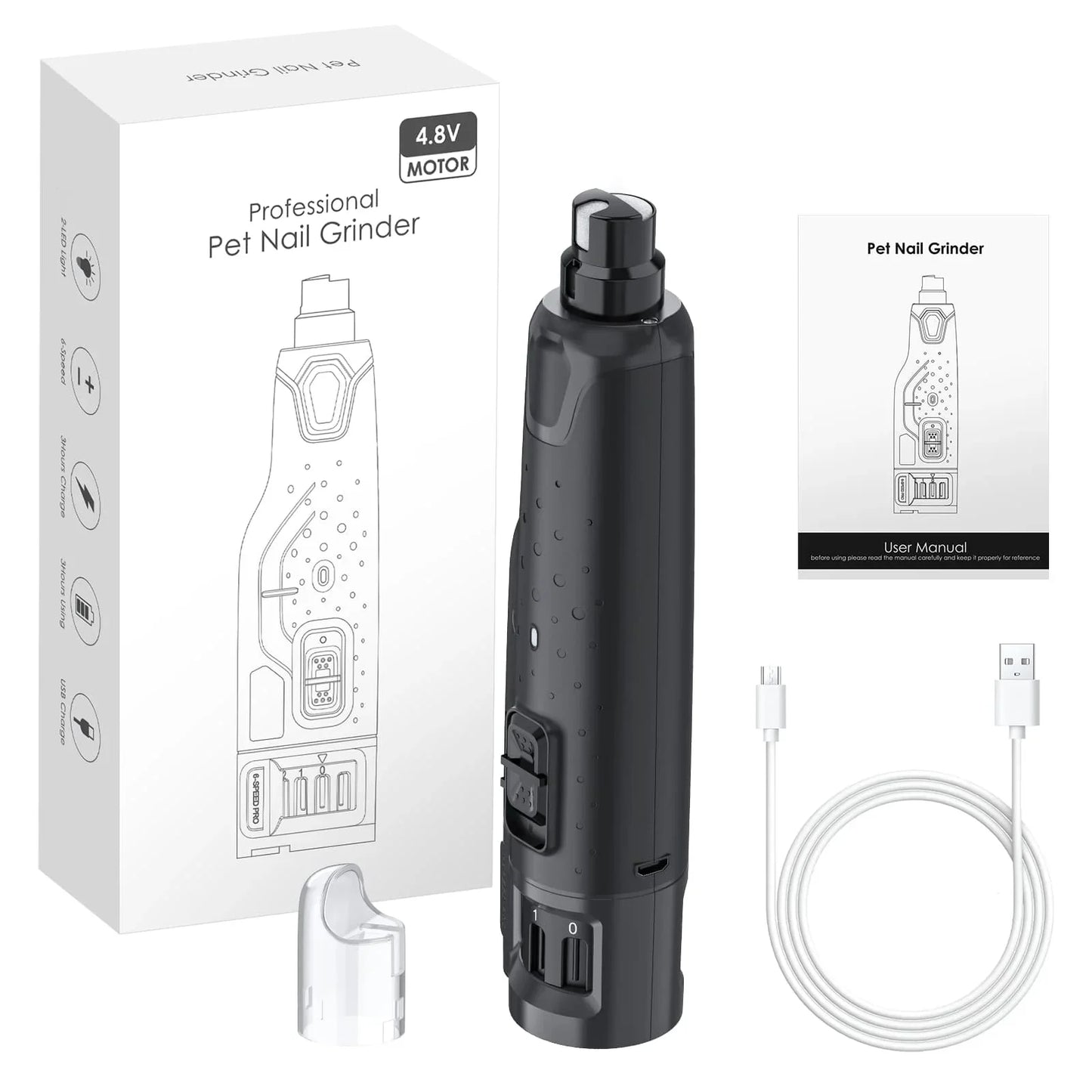 Hign Concerned Electric Dog Nail Grinder 6 Speed USB