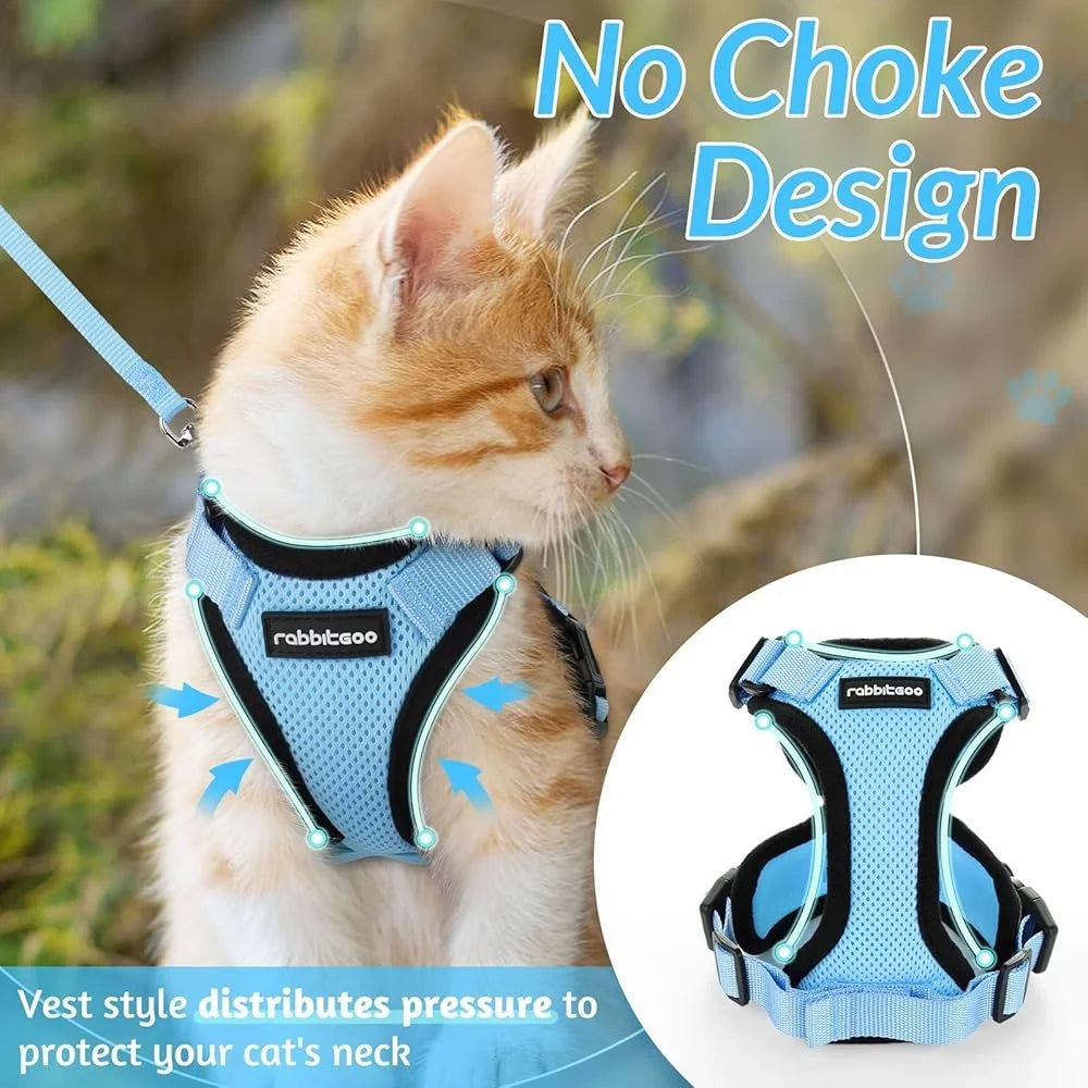 Escape Proof Cat Harness Leash With Adjustable Soft Vest