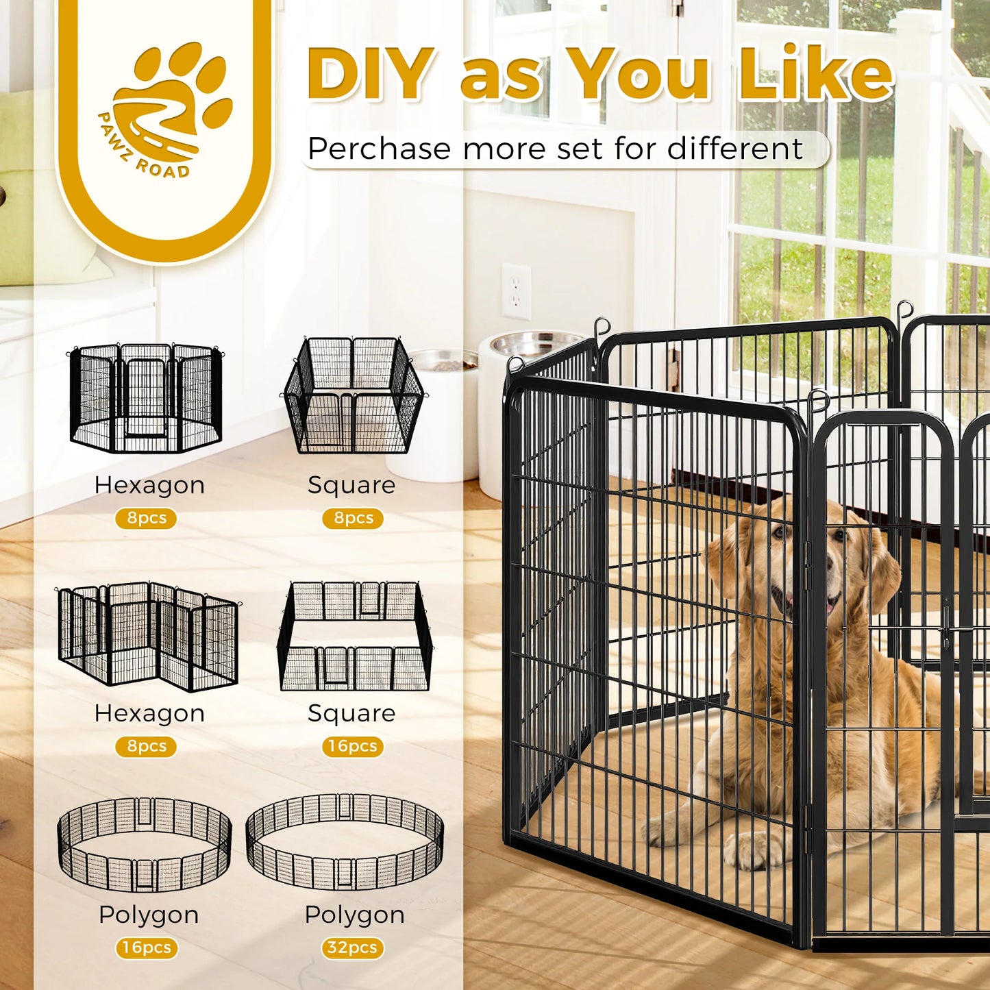 HeavyDuty Weatherresistant Foldable Dog Playpen With Door For IndoorOutdoor Exercise