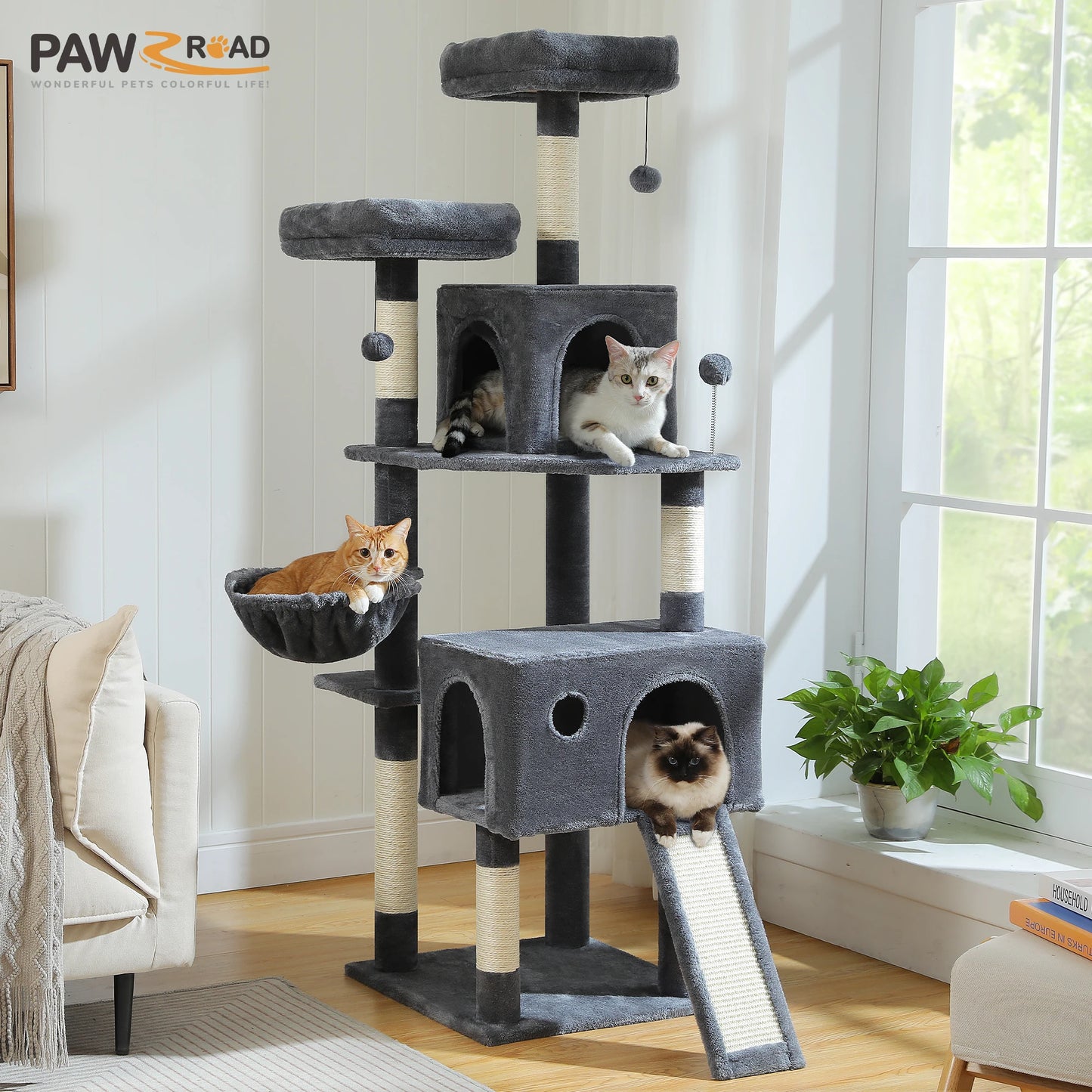 PAWZ Road Cat Tree Tower With Sisal Scratching Posts