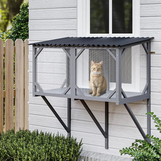 ZHIYONG Cat Window Box Catio Enclosure For Sunbathing