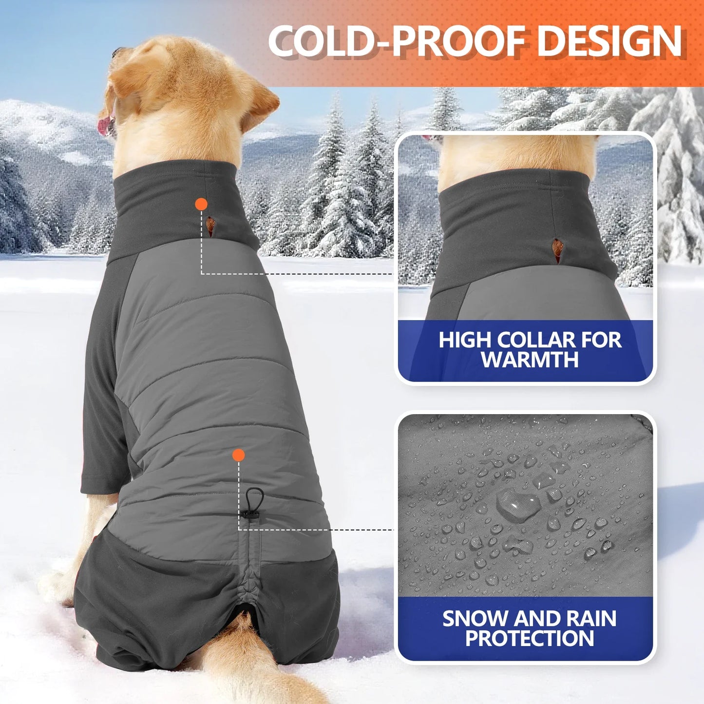 High-concerned Dog Coat Turtleneck Windproof Winter With Leash Hole