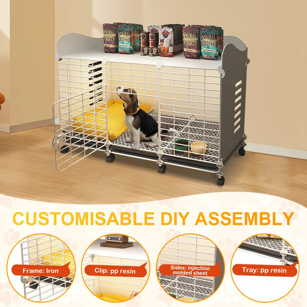 Shunmaii End Table Dog Crate With Wheels