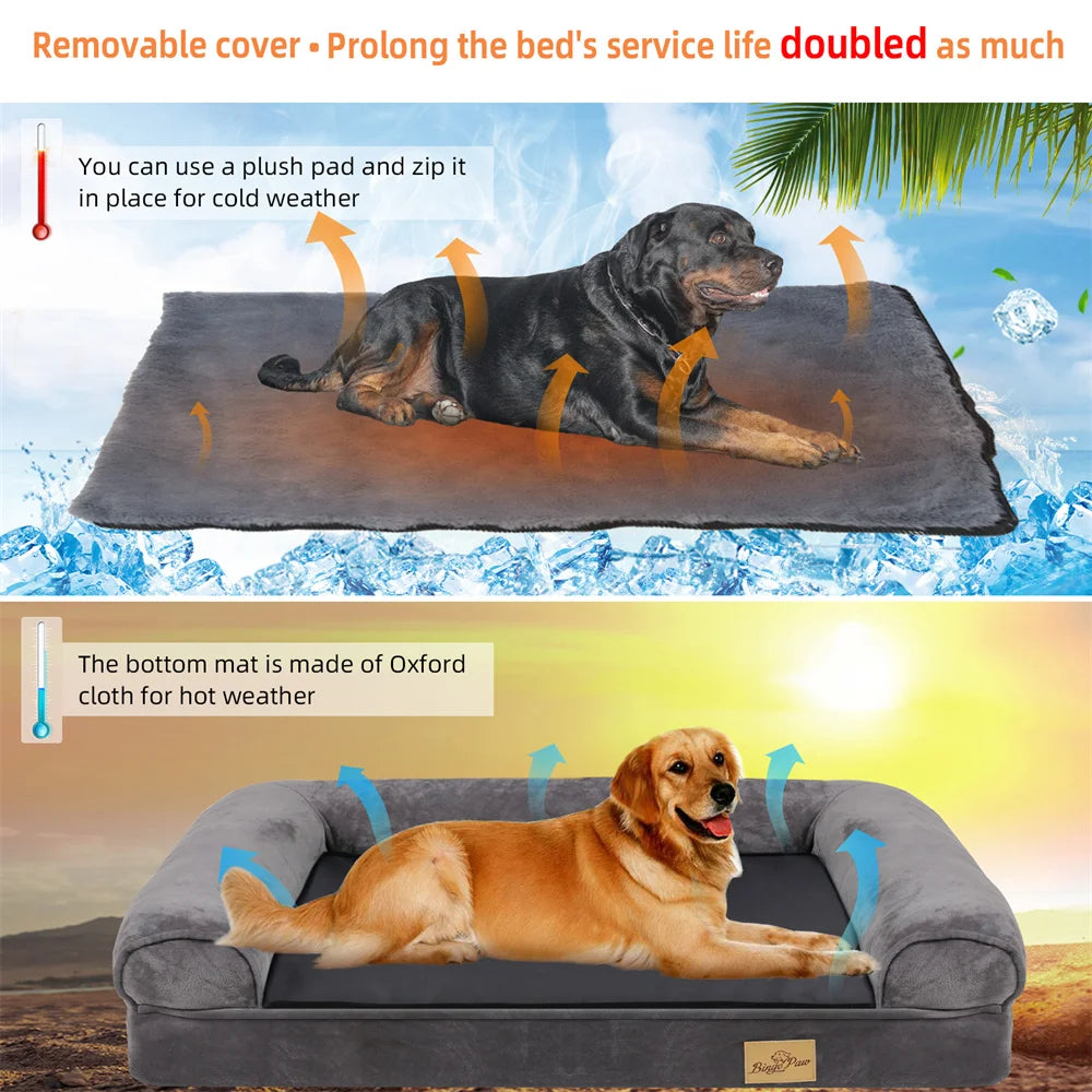 BORWARTCN Calming Therapeutic Orthopedic Memory Foam DogBed UltraDurableRemovableCover