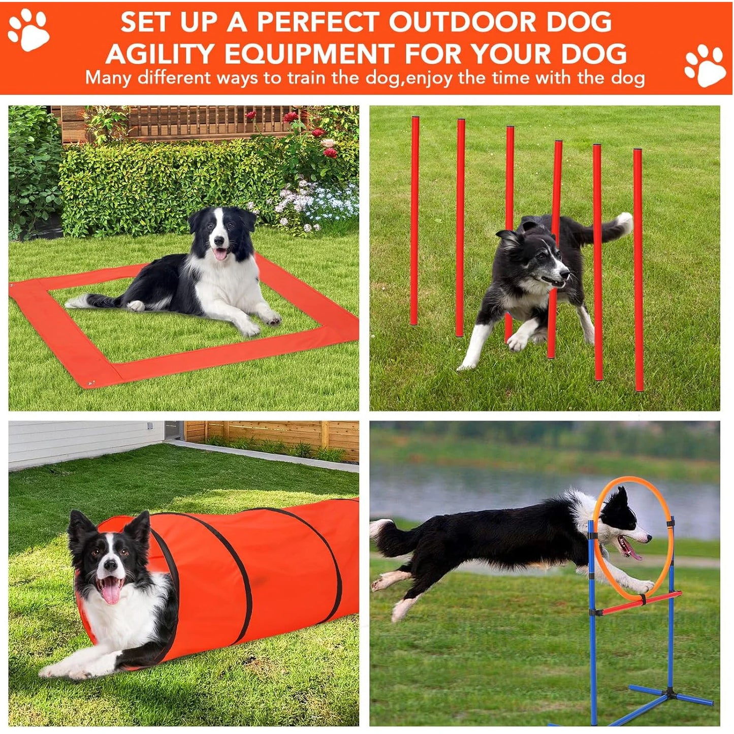 HiMISSH 87 Piece Dog Agility Training Equipment Set Outdoor