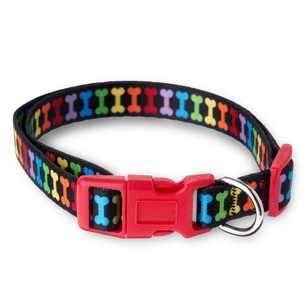 DUTRIEUX Multicolor Bone Print Dog Collar Durable Design