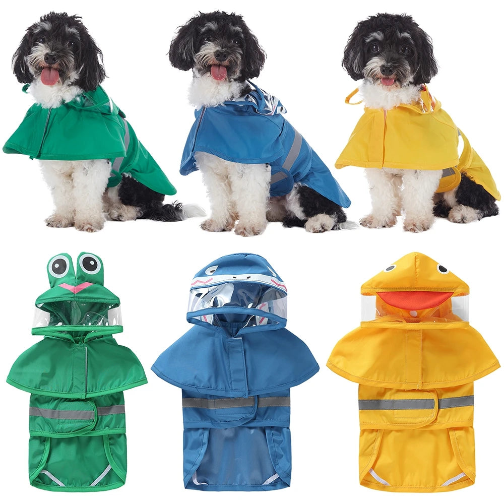 Hign-concerned Reflective Dog Raincoat Hooded Waterproof Jacket For Outdoor Rain