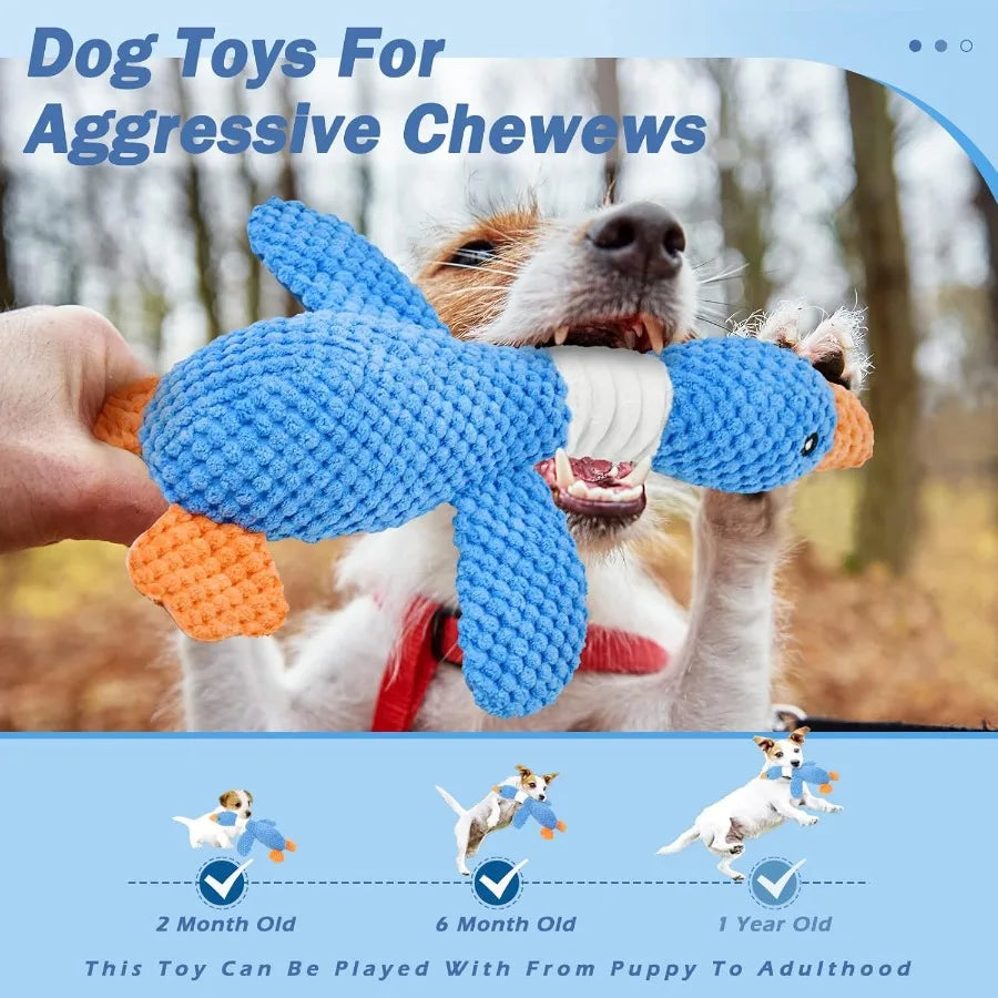 Hign-concerned Goose Indestructible Dog Chew Toy Plush-Enhanced Aggressively-Destructive Chewers