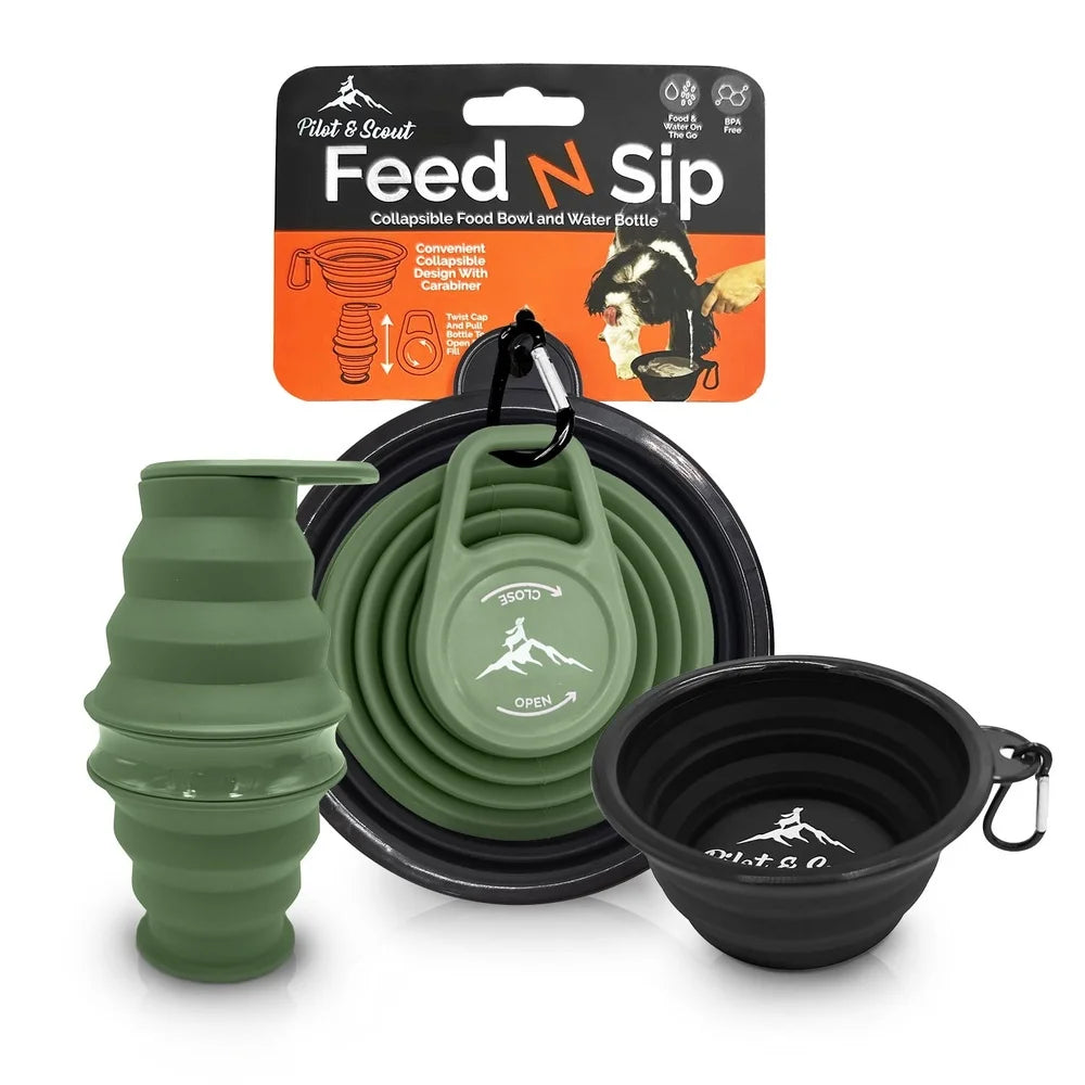 XMSJ 2in1 Collapsible Dog Bowl Water Bottle Travel