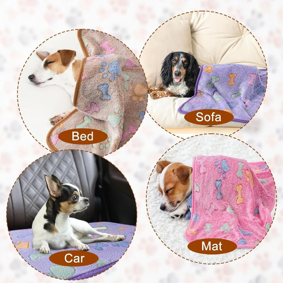 High Concerned HypoallergenicCertified Ultra Plush TriplePackXL Paw Print Fleece Blankets