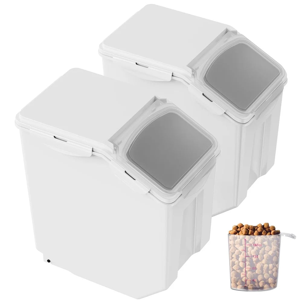 XMSJH 2 Pack 15L Airtight Dog Food Storage Bins With Cups