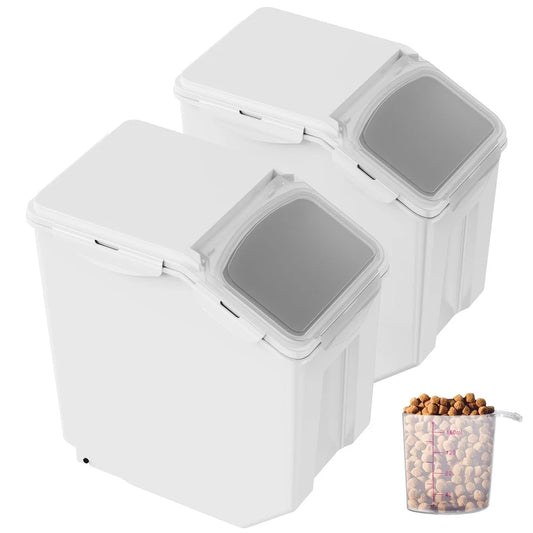 XMSJH 2 Pack 15L Airtight Dog Food Storage Bins With Cups