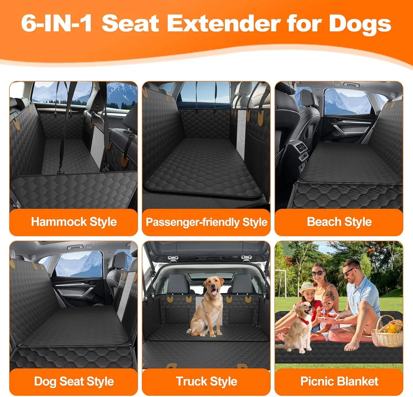 Wedyvko UltraDurableEngineeredForPetTravel Waterproof Foldable Dog Car Seat Hammock Protector