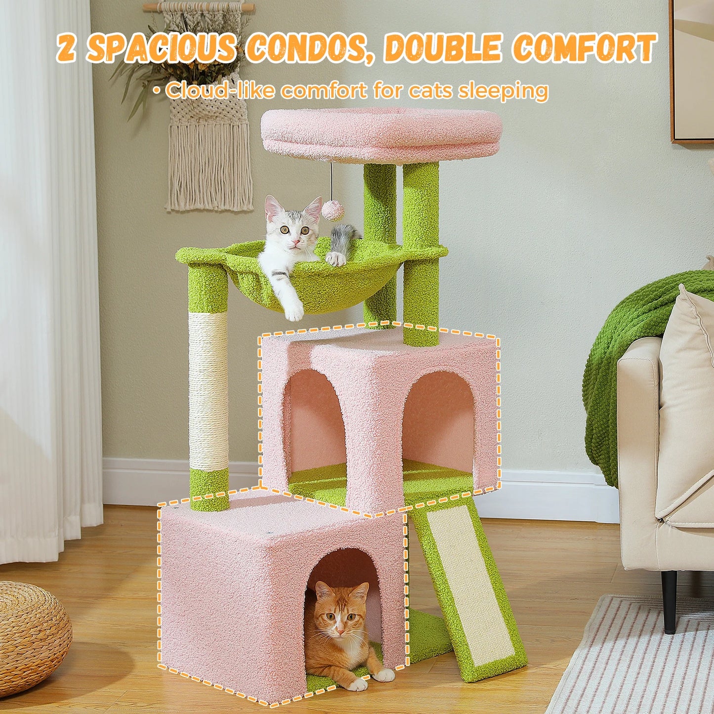 PAWZ Road Multi Level Cat Tree With Spacious Condos