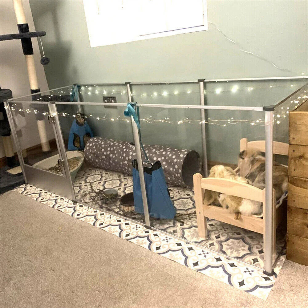 BORWARTH CrystalClearAcrylic Durable Dog Playpen Cage Whelping Pen waterproofPad