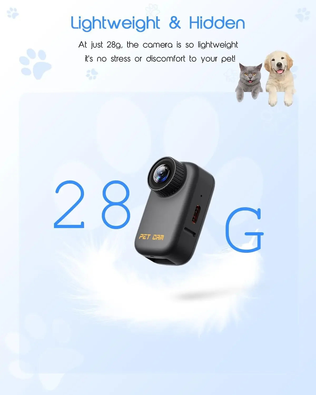 XMSJ Cat Collar Camera 4K HD WiFi Pet Mini Action Camera