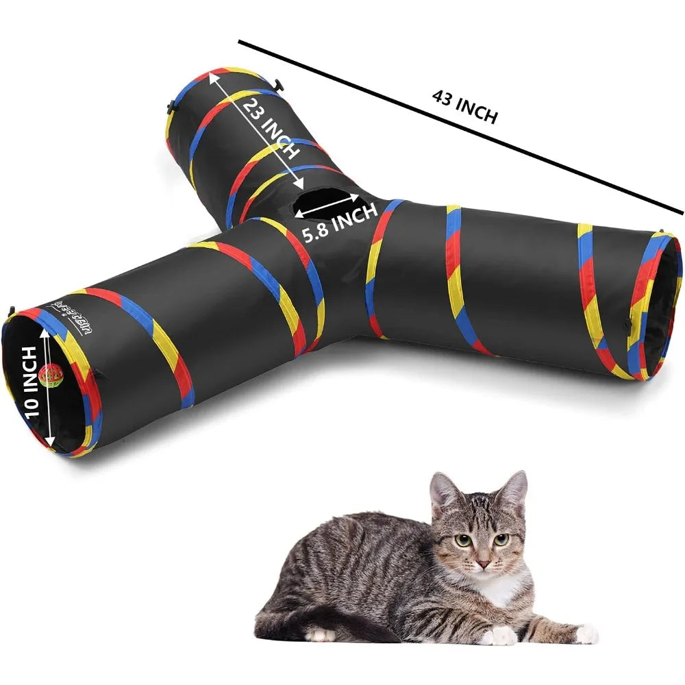 Hign-concerned 2 Pack Collapsible Cat Tunnels 3 Way Play Toy