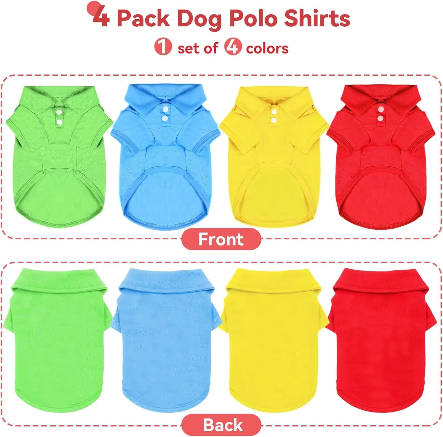 Zhejiang Hign Polo Dog Shirts 4 Pack Breathable Pet Outfits