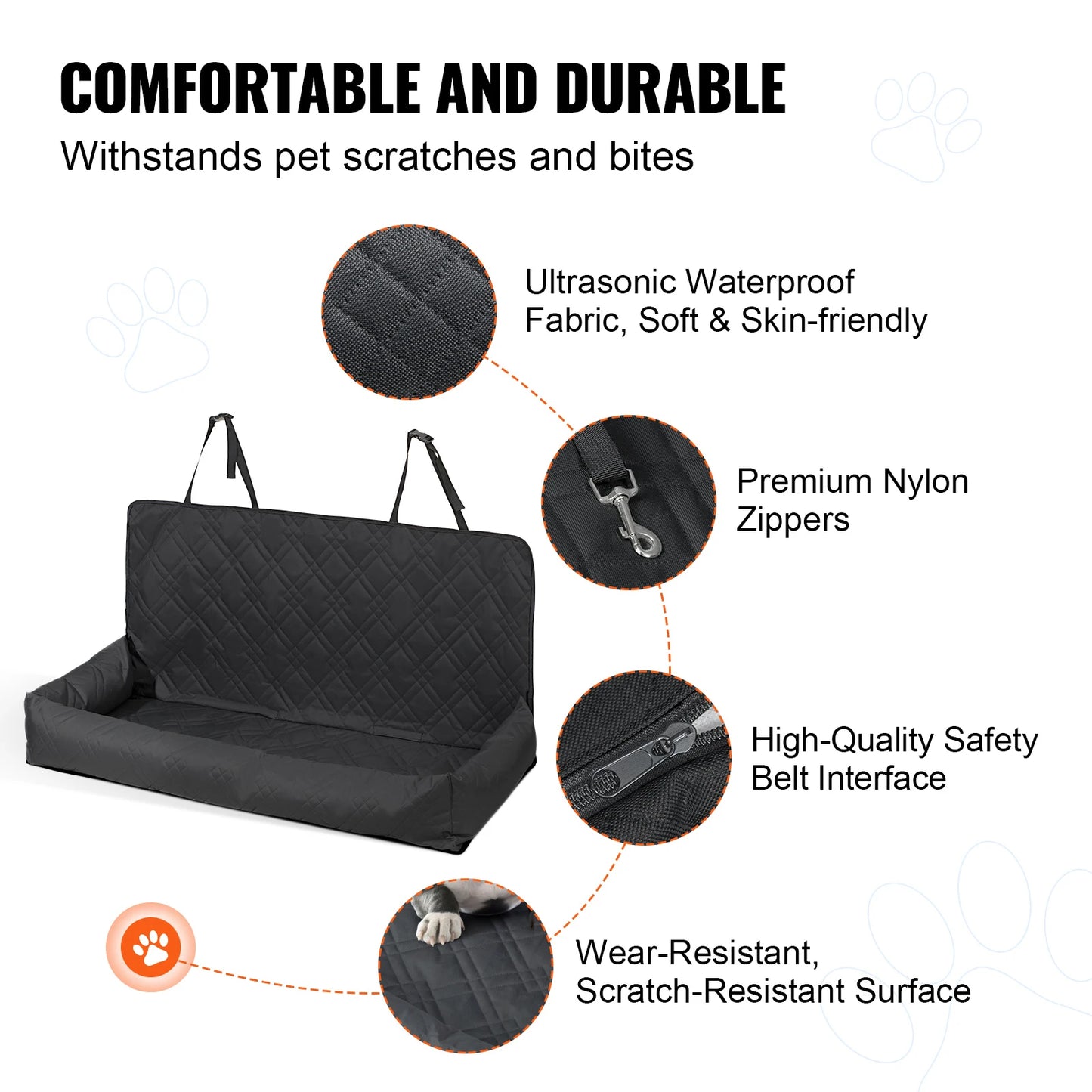 SucceBuy Dog Car Seat Waterproof Booster Clip On Leash