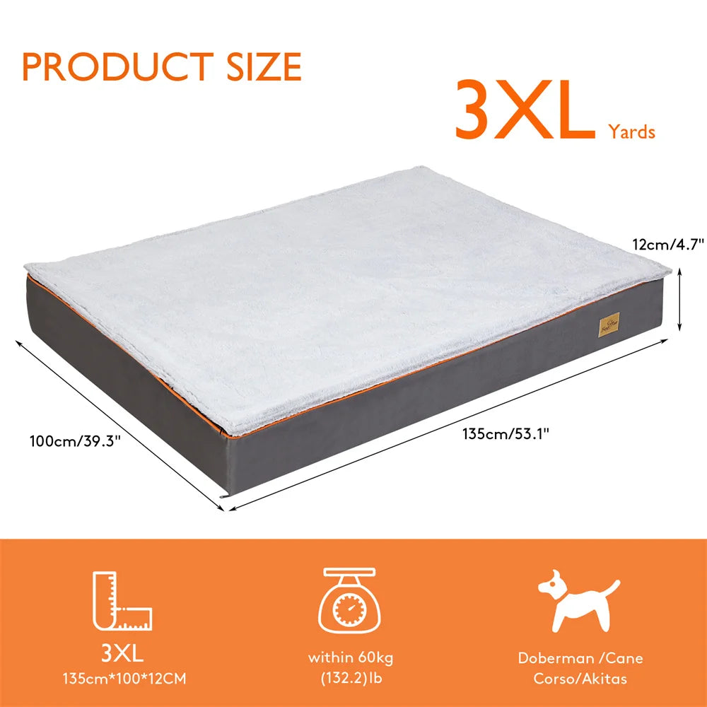 BORWARTCN Premium ExtraLarge Orthopedic Memory Foam Dog BedPro Mattress Waterproof