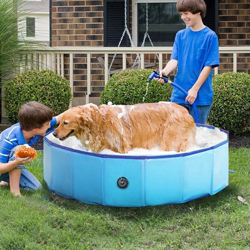 PETRAVELCN Foldable Dog Swimming Pool Portable Plastic Bathing Tub