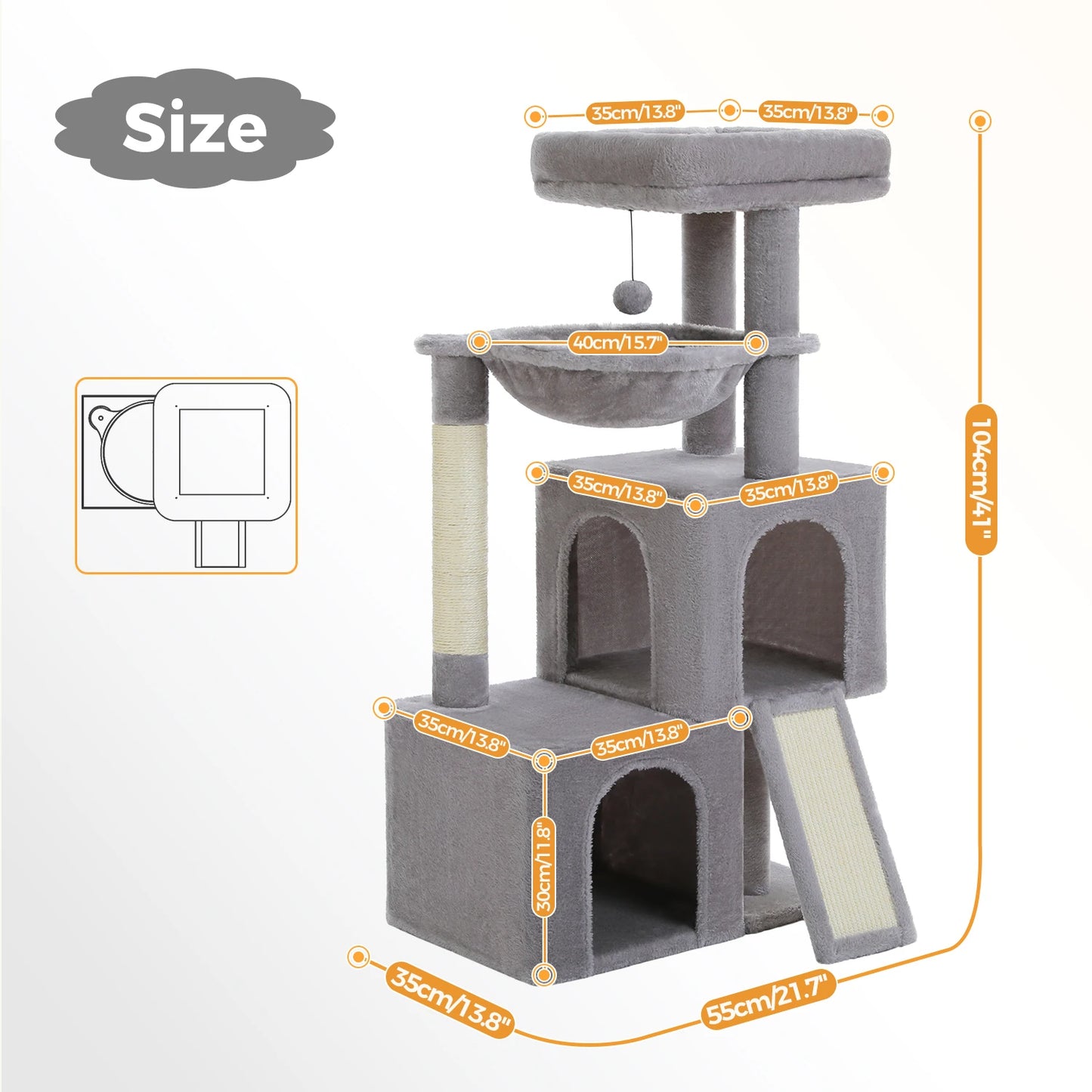 PAWZ Road Multi Level Cat Tree With Spacious Condos