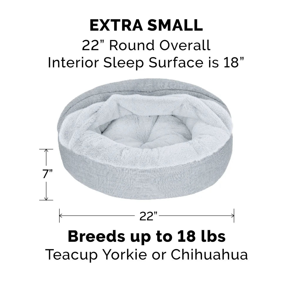 XMSJ Hooded Donut Pet Bed Plush Nesting Non Slip Base