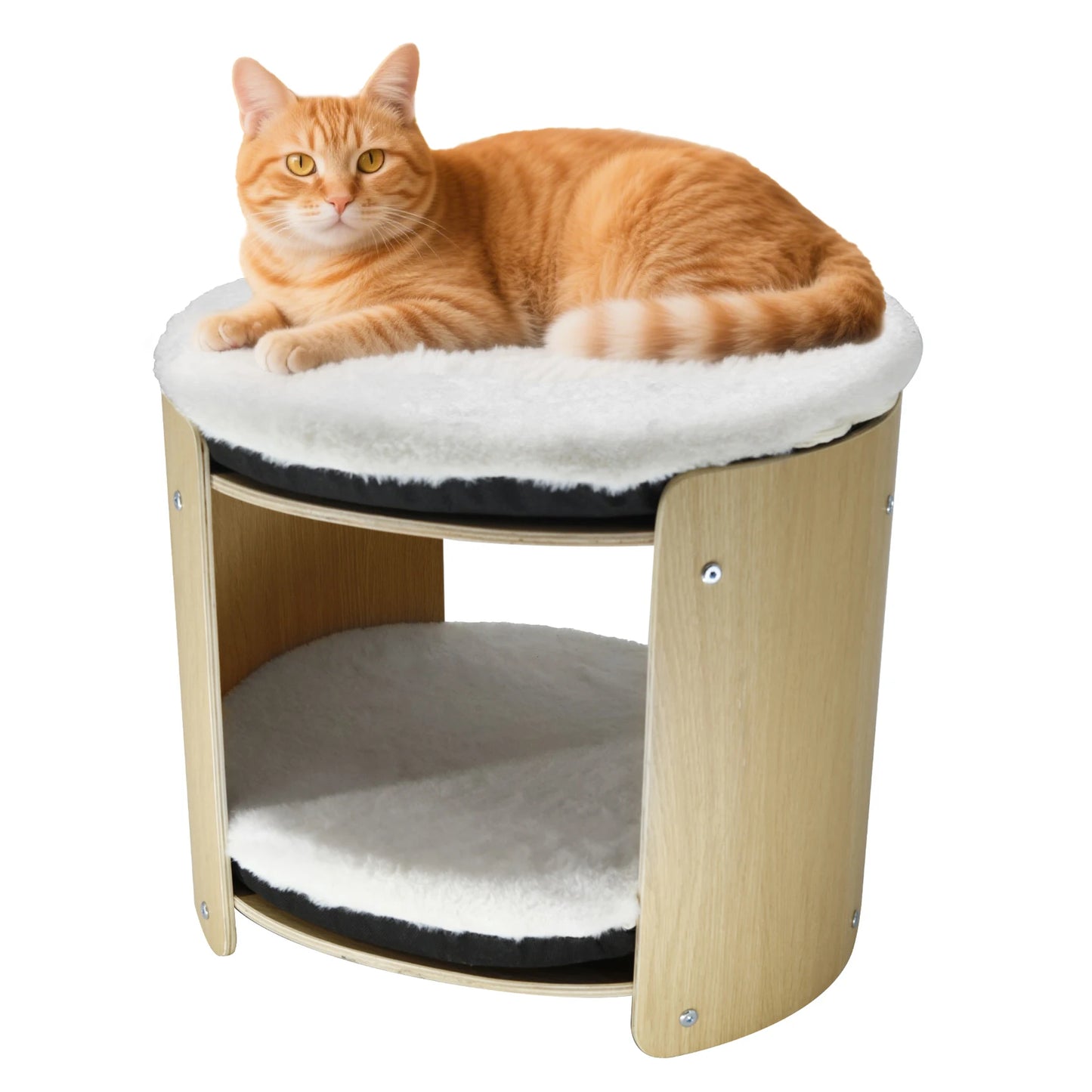BINGOPAW Elevated Cat Bed Two Tier Bamboo Cat Tree Stand