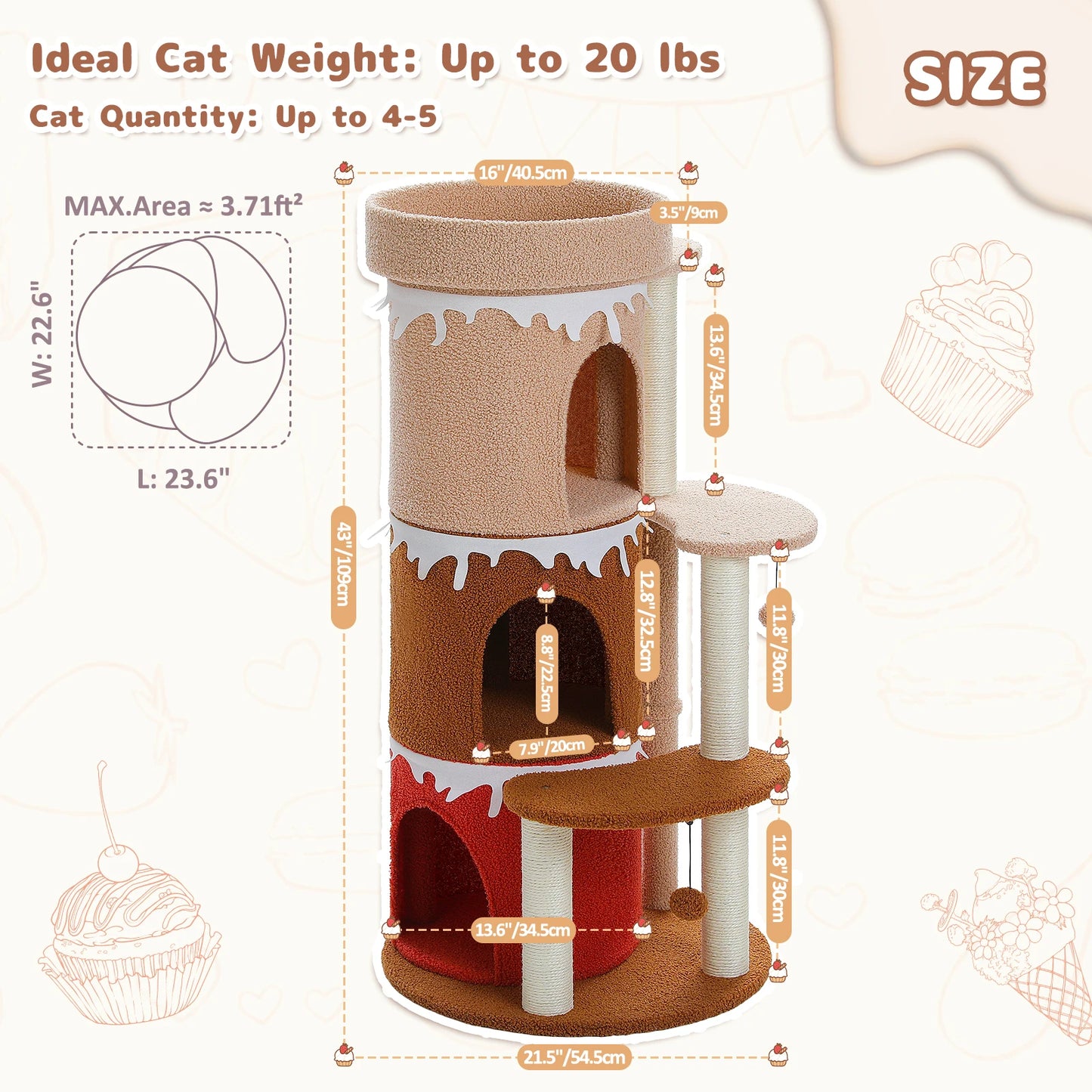 PEQULTICN Multi Level Cat Bed House With Sisal Posts