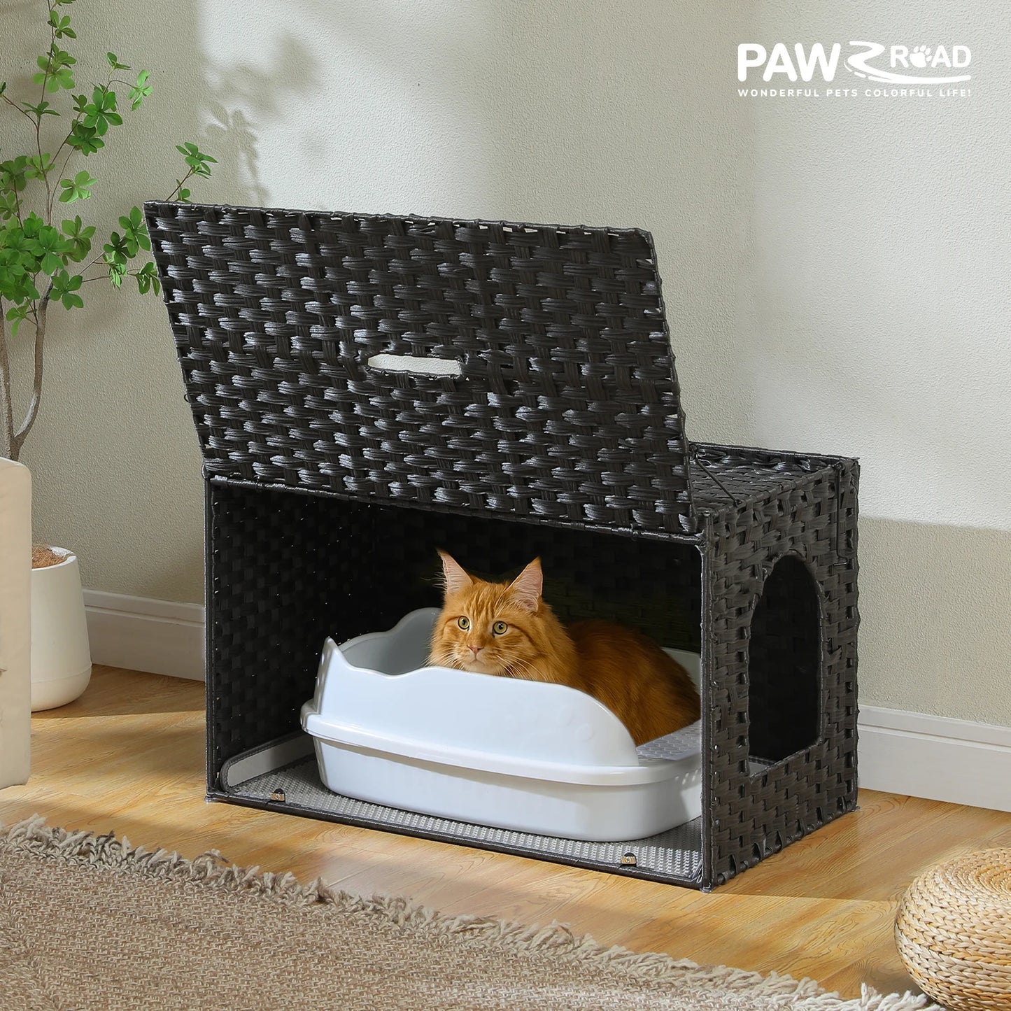 PAWZ Road Rattan Cat Litter Box Enclosure Cabinet Furniture