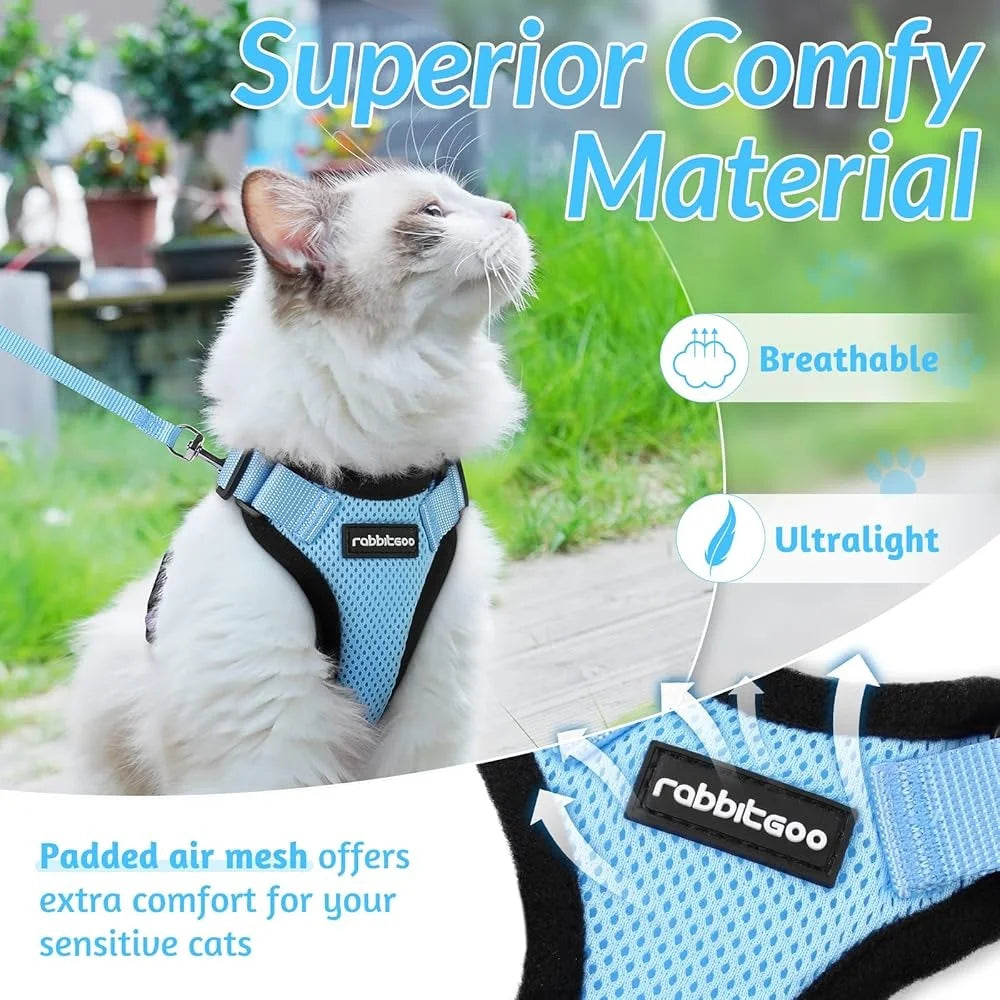 Escape Proof Cat Harness Leash With Adjustable Soft Vest