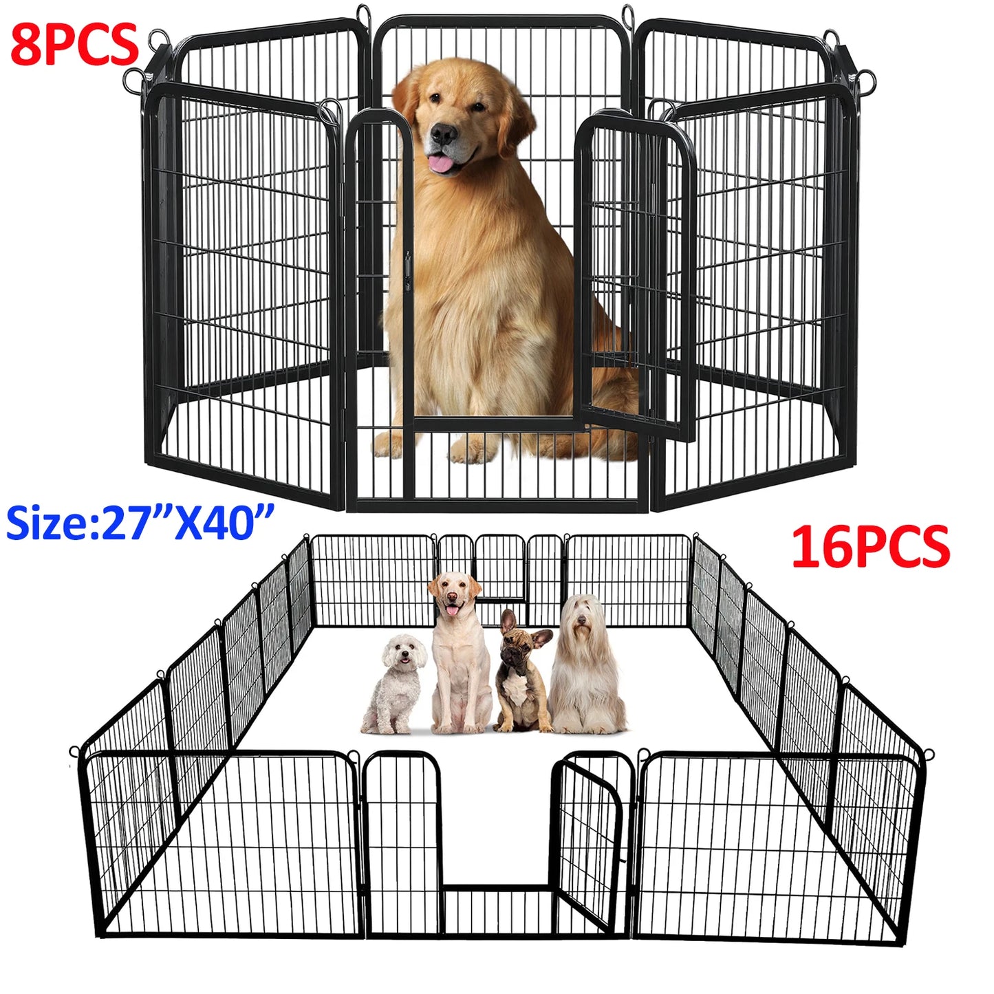 HeavyDuty Weatherresistant Foldable Dog Playpen With Door For IndoorOutdoor Exercise