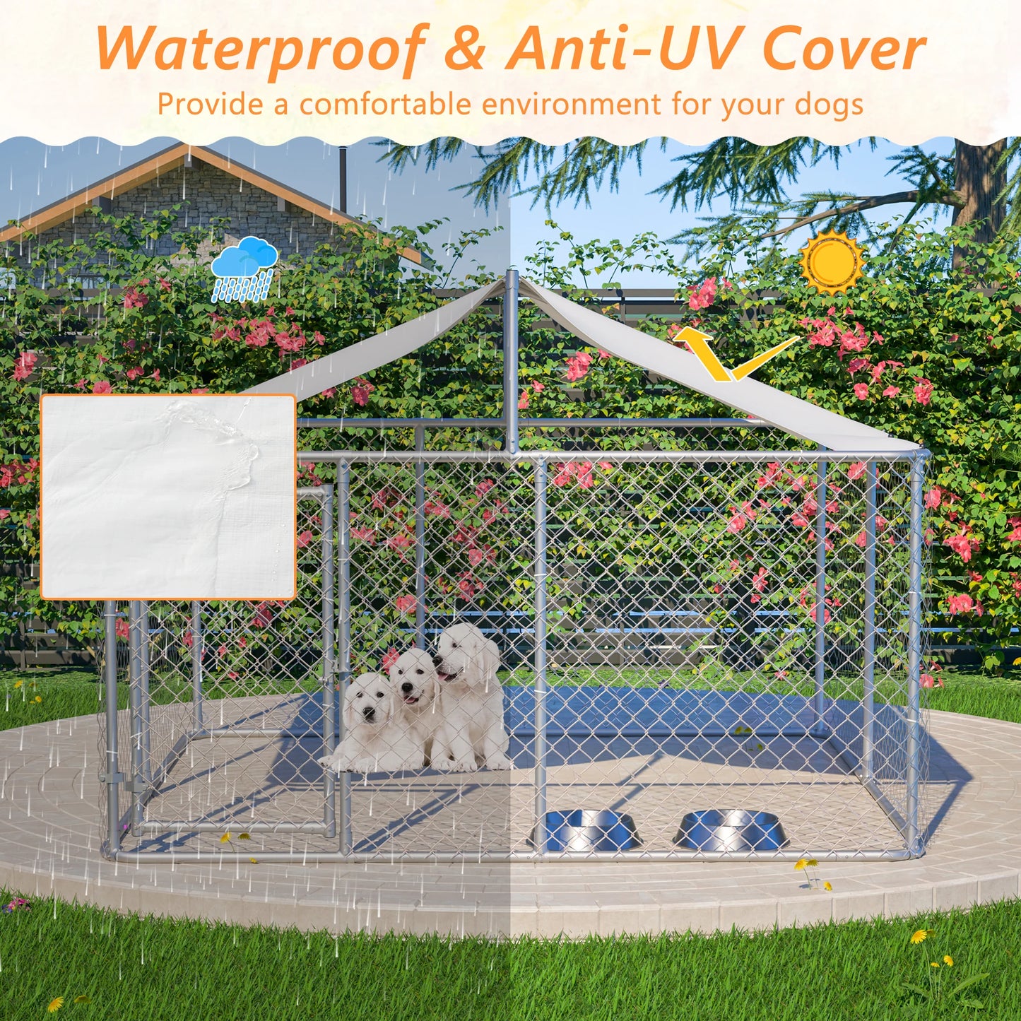 Hign-concerned Outdoor Dog Kennel Heavy Duty Playpen Shade