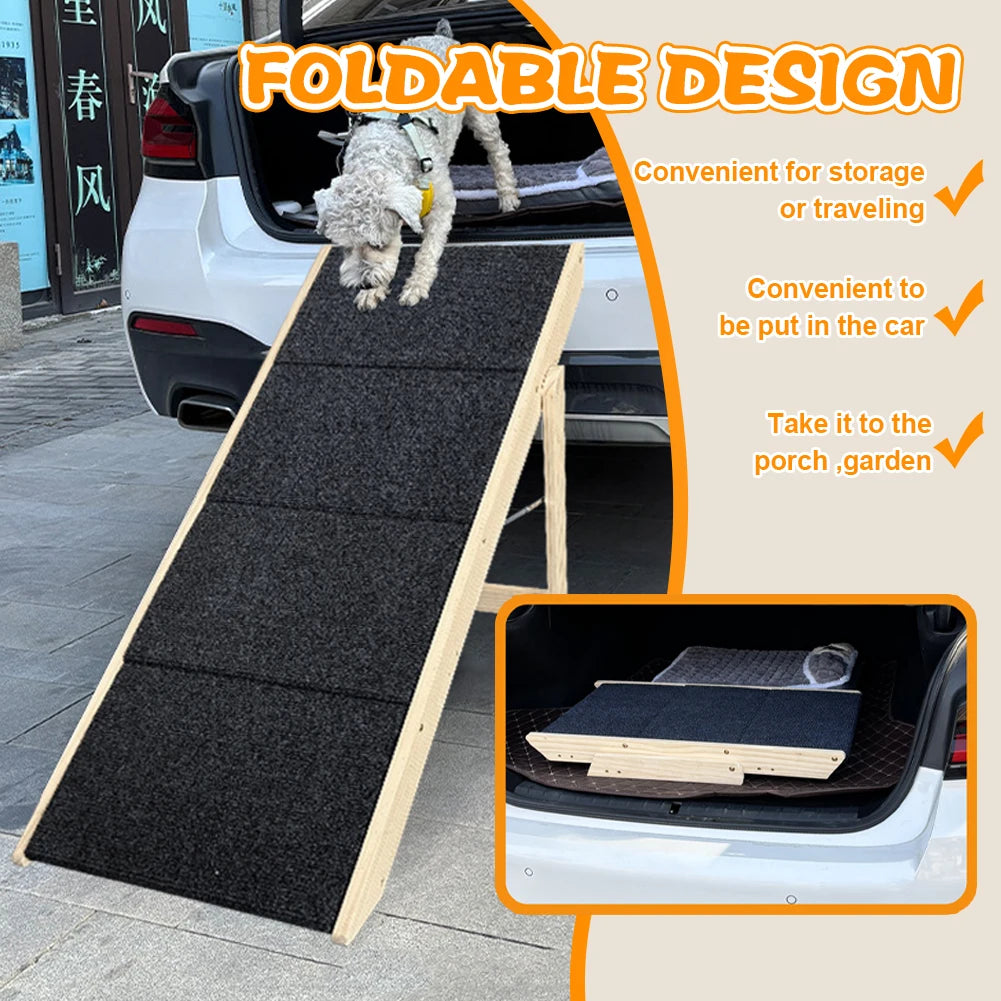 Alloet Four Layer Pet Ramp Folding Wooden Dog Cat Ramp