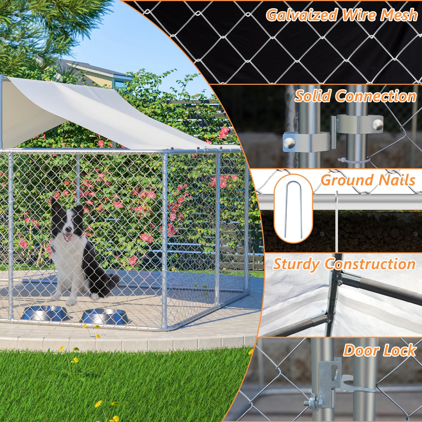 Hign-concerned Outdoor Dog Kennel Heavy Duty Playpen Shade
