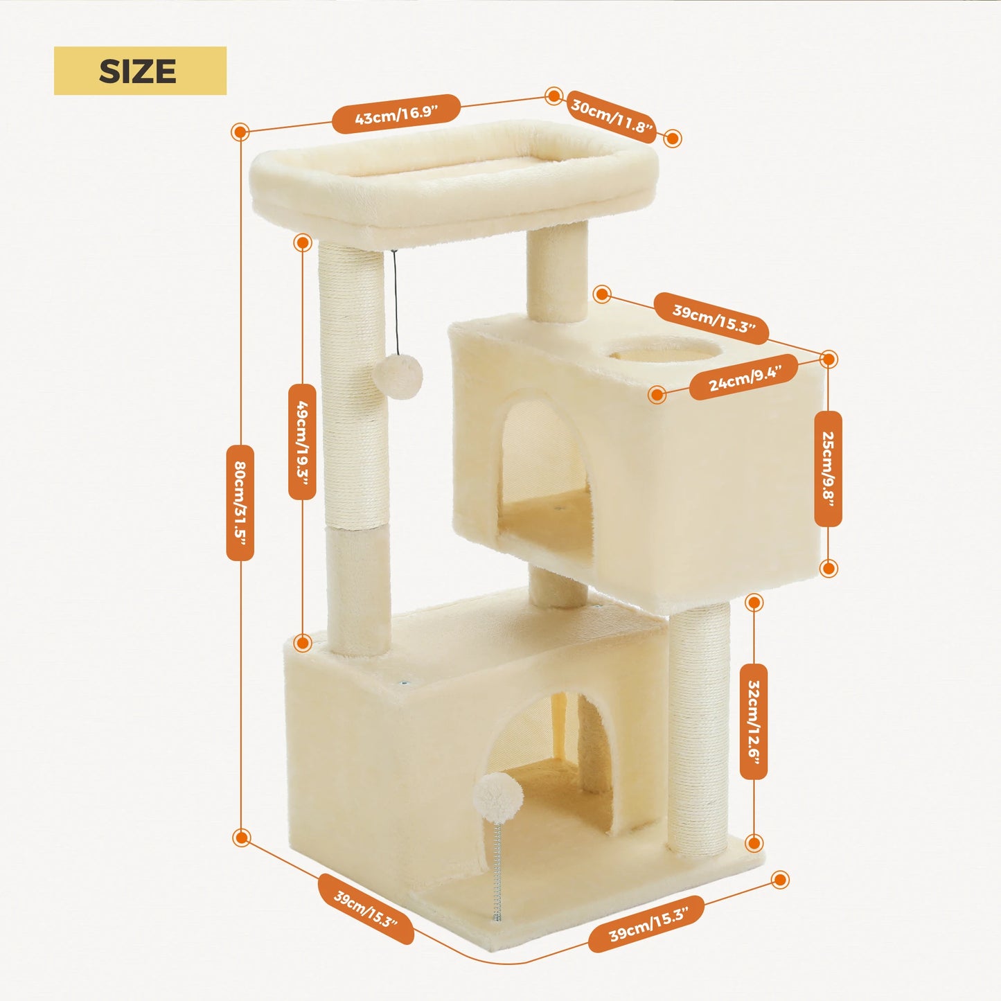 PAWZ Road Multi Level Cat Tree With Spacious Condos
