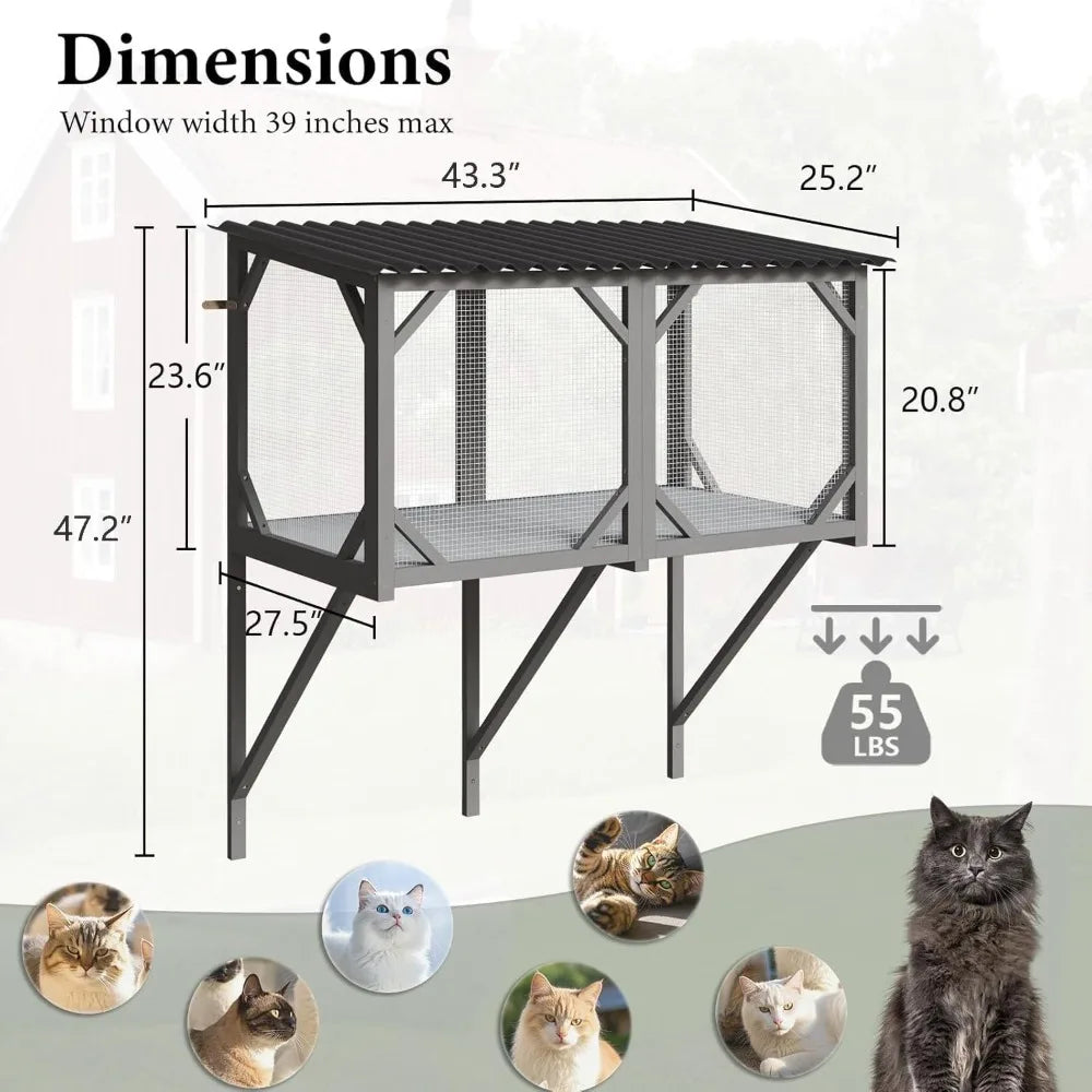 ZHIYONG Cat Window Box Catio Enclosure For Sunbathing
