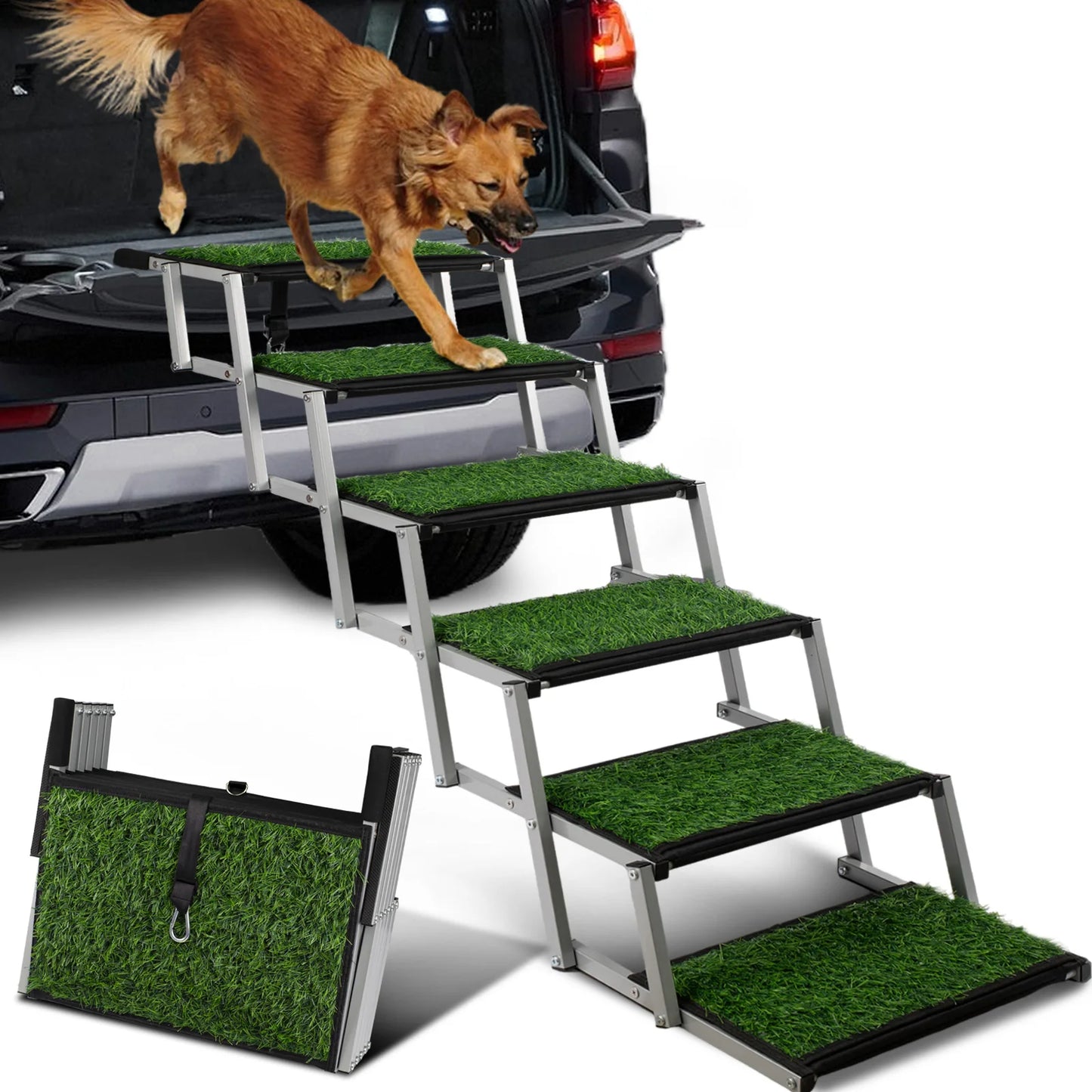 Dog Door Extreme Universal ExtraWide LargeDogsStairs FoldableRamp NonSlipSurface TruckUse HeavyDutySupport
