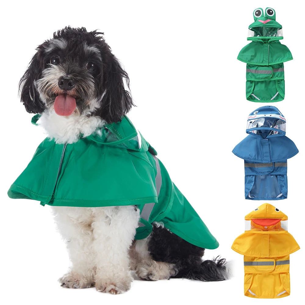 Hign-concerned Reflective Dog Raincoat Hooded Waterproof Jacket For Outdoor Rain