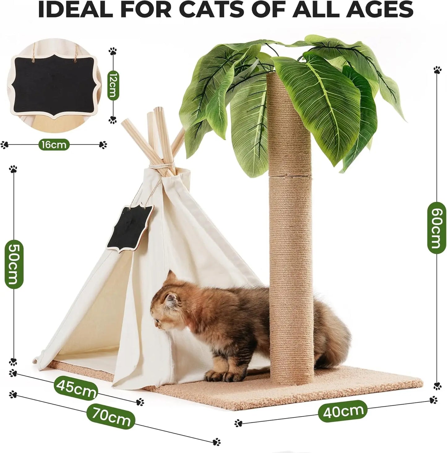 MEWOOFUN Cat Scratching Post Teepee Playhouse Indoor