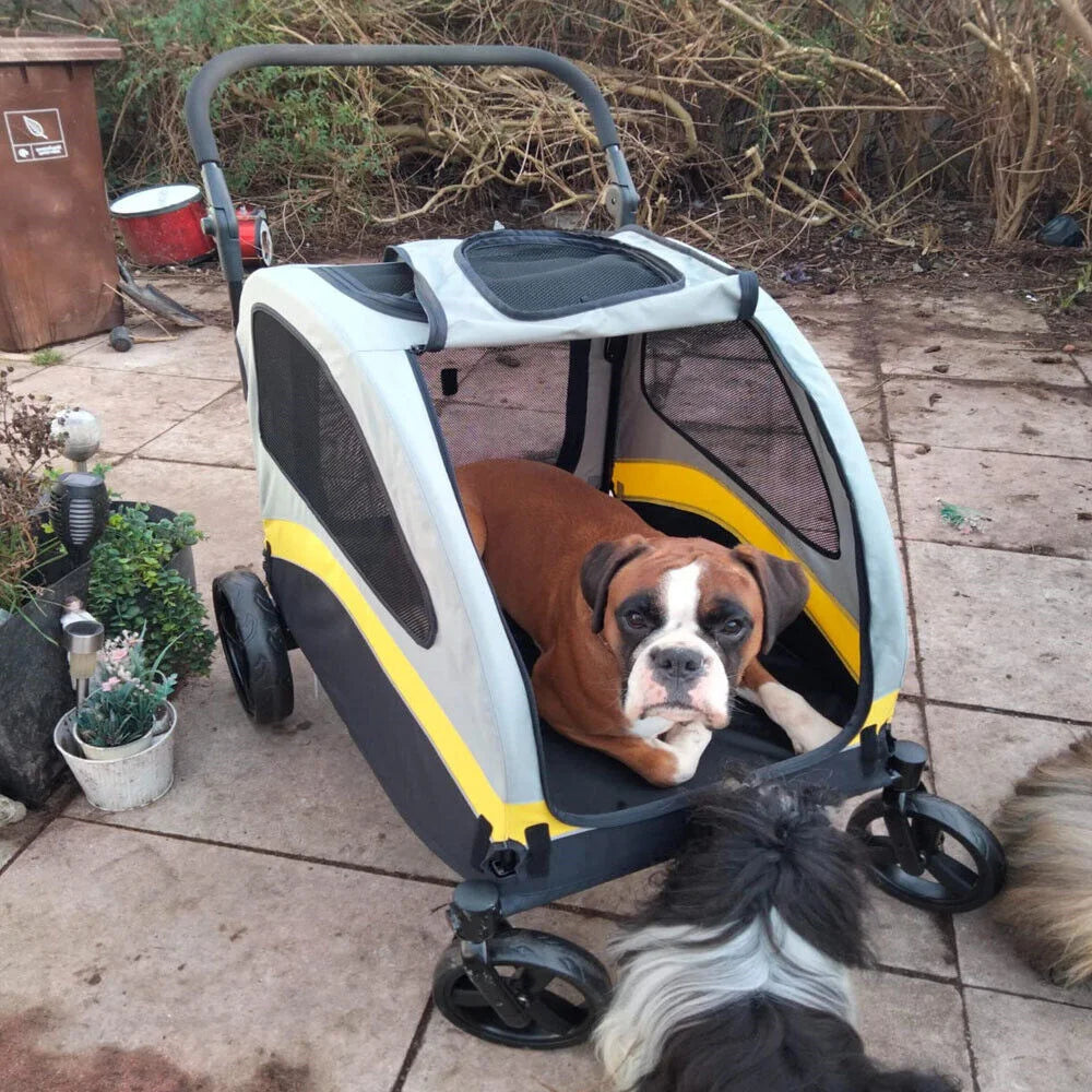 Premium Dog Stroller Pram Four Wheel Foldable Cart Travel