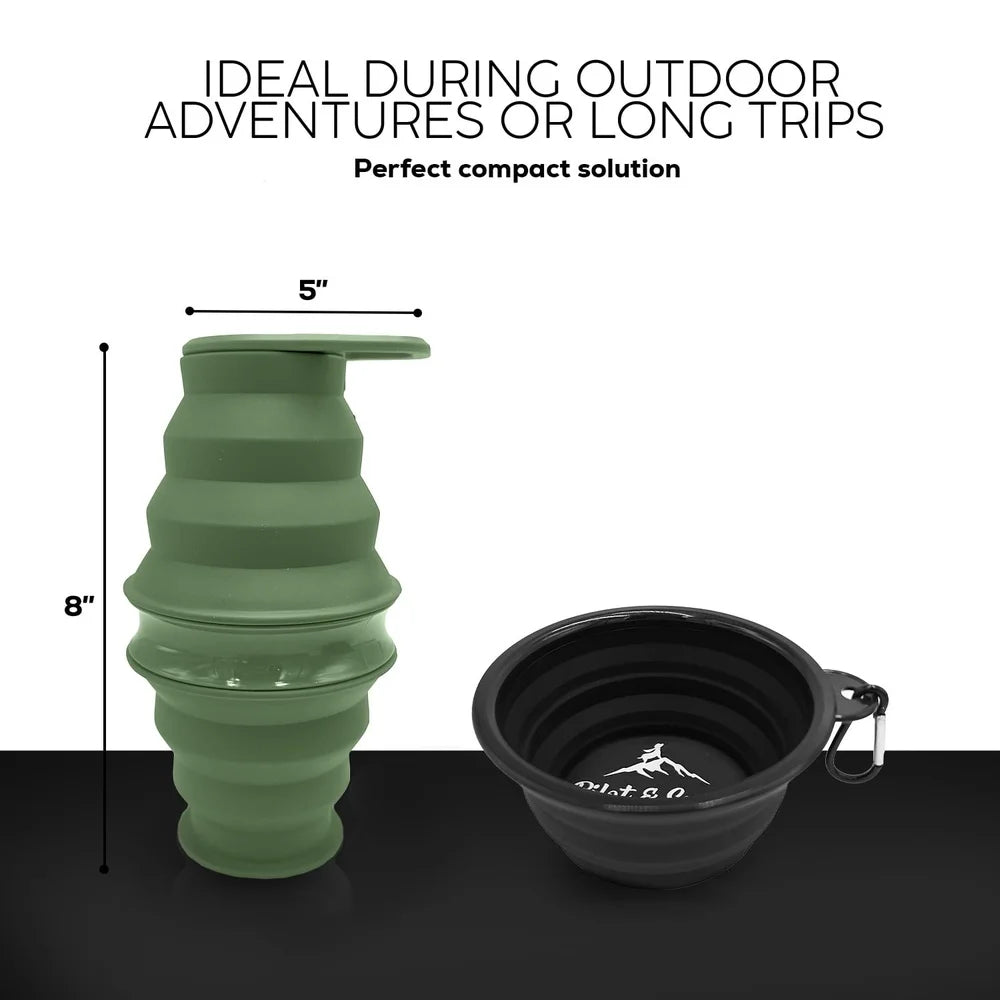 XMSJ 2in1 Collapsible Dog Bowl Water Bottle Travel