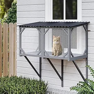 ZHIYONG Cat Window Box Catio Enclosure For Sunbathing