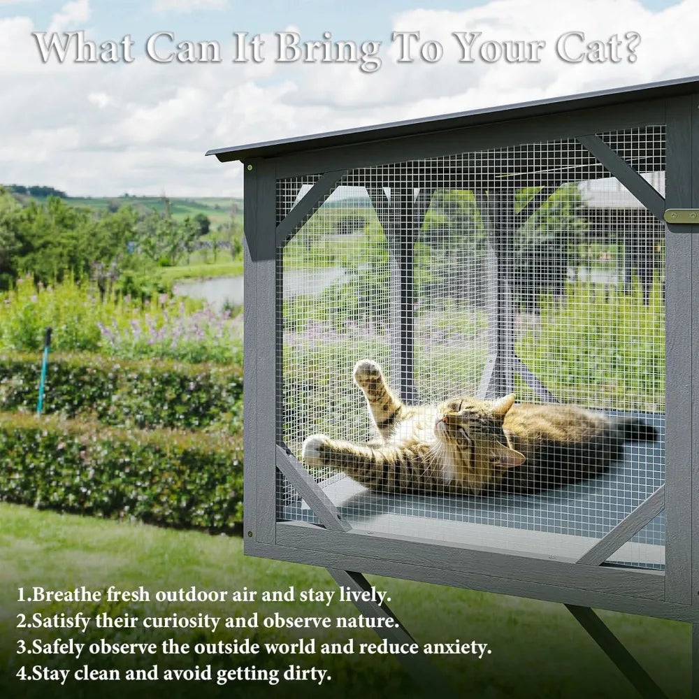 ZHIYONG Cat Window Box Catio Enclosure For Sunbathing
