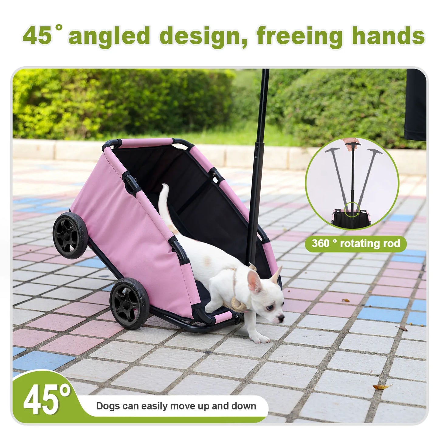 Small Pet Cart Four Wheel Folding Stroller 360 Rotating